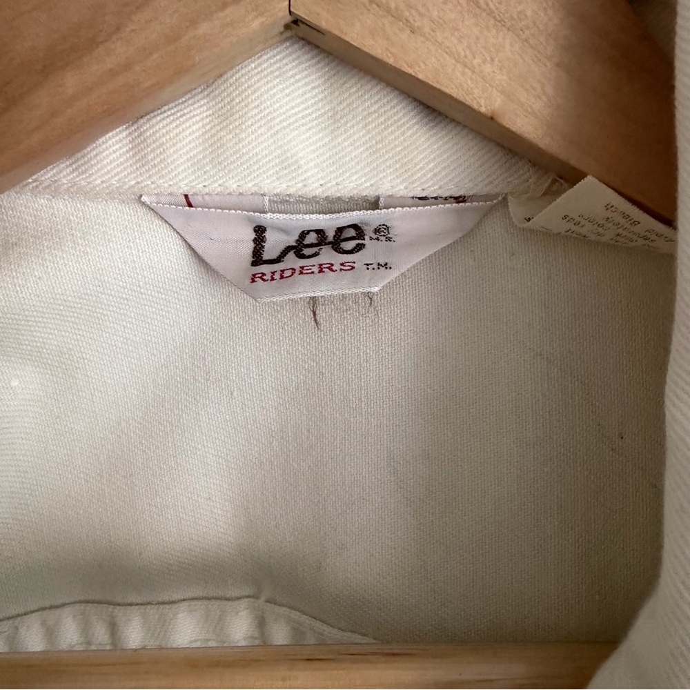 Vintage Lee Riders Hand Painted Denim Jacket White Artsy Boho Watercolor OOAK - Picture 8 of 12